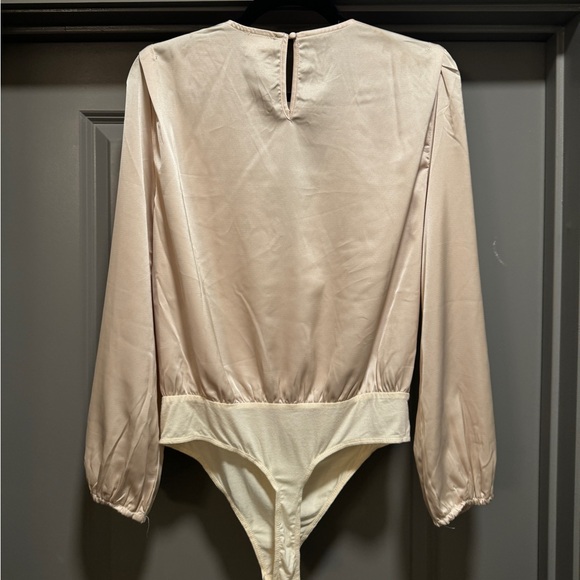 Champagne Satin Bodysuit Blouse - Picture 5 of 7